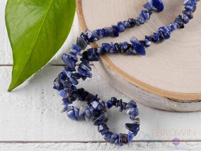 SODALITE Crystal Necklace - Chip Beads - Long Crystal Necklace, Beaded Necklace, Handmade Jewelry, E0814-Throwin Stones