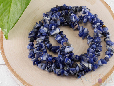 SODALITE Crystal Necklace - Chip Beads - Long Crystal Necklace, Beaded Necklace, Handmade Jewelry, E0814-Throwin Stones