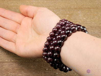 STAR GARNET Crystal Bracelet - Round Beads - Beaded Bracelet, Birthstone Bracelet, Handmade Jewelry, Healing Crystal Bracelet, E1053-Throwin Stones
