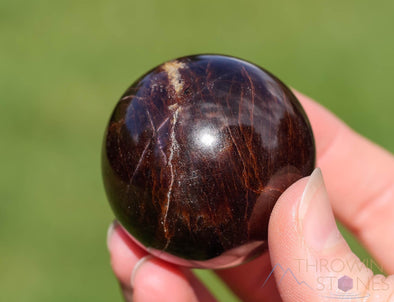 STAR GARNET Crystal Sphere - Crystal Ball, Birthstone, Housewarming Gift, Home Decor, E1155-Throwin Stones