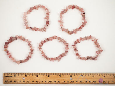 STRAWBERRY QUARTZ Crystal Bracelet - Chip Beads - Beaded Bracelet, Handmade Jewelry, Healing Crystal Bracelet, E1780-Throwin Stones