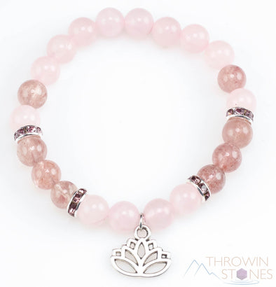 Pink Quartz Flower Bead Bracelet