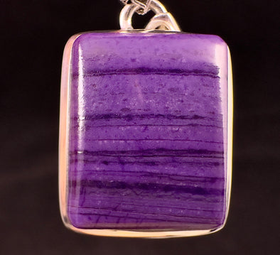 SUGILITE Crystal Pendant - Authentic Sugilite Square Cabochon with a Polished Finish Set in a Sterling Silver Open Back Bezel, 52953-Throwin Stones
