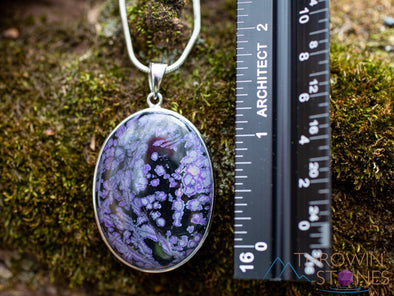 SUGILITE Crystal Pendant - Sterling Silver, Oval - Handmade Jewelry, Healing Crystals and Stones, J1827-Throwin Stones