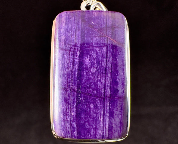 SUGILITE Crystal Pendant - Sterling Silver, Rectangle Cabochon - Fine Jewelry, Healing Crystals and Stones, 54560-Throwin Stones