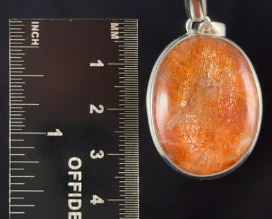 SUNSTONE Crystal Pendant - Sterling Silver, Oval Cabochon - Fine Jewelry, Healing Crystals and Stones, 54204-Throwin Stones