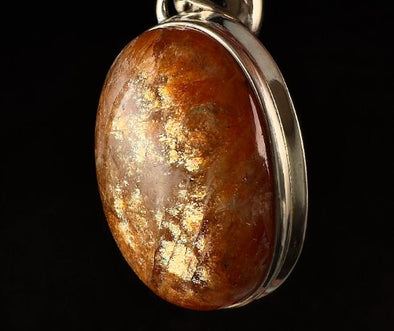 SUNSTONE Crystal Pendant - Sterling Silver, Oval Cabochon - Fine Jewelry, Healing Crystals and Stones, 54205-Throwin Stones