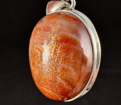 SUNSTONE Crystal Pendant - Sterling Silver, Oval Cabochon - Fine Jewelry, Healing Crystals and Stones, 54208-Throwin Stones