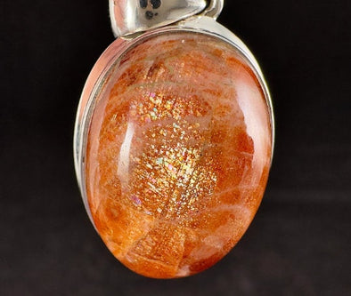 SUNSTONE Crystal Pendant - Sterling Silver, Oval Cabochon - Fine Jewelry, Healing Crystals and Stones, 54208-Throwin Stones