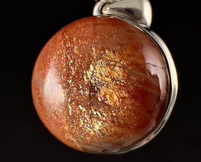 SUNSTONE Crystal Pendant - Sterling Silver, Round Cabochon - Fine Jewelry, Healing Crystals and Stones, 54201-Throwin Stones