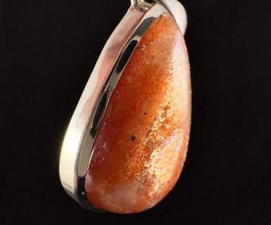 SUNSTONE Crystal Pendant - Sterling Silver, Teardrop Cabochon - Fine Jewelry, Healing Crystals and Stones, 54206-Throwin Stones