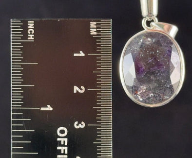 SUPER SEVEN Quartz AMETHYST Crystal Pendant - Sterling Silver, Oval - Fine Jewelry, Healing Crystals and Stones, 54118-Throwin Stones