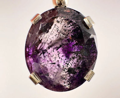SUPER SEVEN Quartz AMETHYST Crystal Pendant - Sterling Silver, Oval - Fine Jewelry, Healing Crystals and Stones, 54127-Throwin Stones