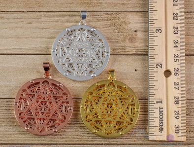 Seed of Life Pendant - Gold Copper Silver Pendant - Merkaba, Flower of Life, Sacred Geometry, Jewelry, E1501-Throwin Stones