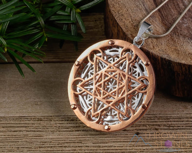 Seed of Life Pendant - Two Tone Copper Silver Pendant - Merkaba, Flower of Life, Sacred Geometry, Jewelry, E1504-Throwin Stones