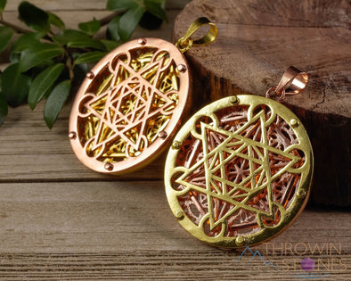 Seed of Life Pendant - Two Tone Gold Copper Pendant - Merkaba, Flower of Life, Sacred Geometry, Jewelry, E1503-Throwin Stones