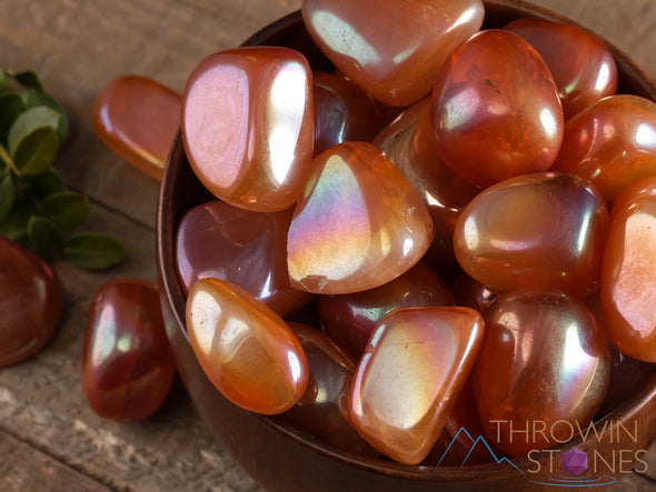 Sunset AURA QUARTZ, Tumbled Stones - Tumbled Crystals, Self Care, Healing Crystals and Stones, E0299-Throwin Stones