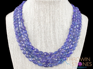 TANZANITE Crystal Necklace - Birthstone Necklace, Handmade Jewelry, Beaded Necklace, Healing Crystals and Stones, E1836-Throwin Stones
