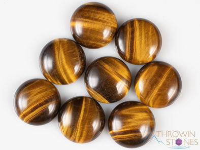 TIGERS EYE Crystal Cabochons - Round Pair - Gemstones, Jewelry Making, Crystals, E1982-Throwin Stones