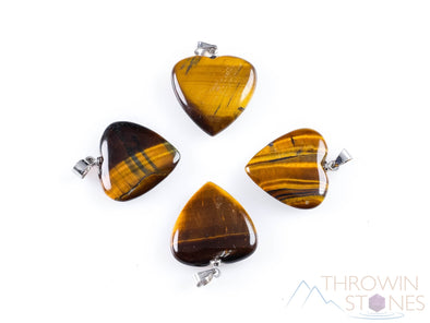 TIGERS EYE Crystal Heart Pendant - Crystal Pendant, Handmade Jewelry, Healing Crystals and Stones, E0740-Throwin Stones