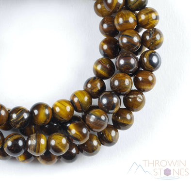 TIGERS EYE Crystal Mala Necklace - Beaded Meditation Jewelry, Metaphysical Healing Stones, E0121-Throwin Stones