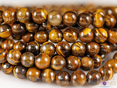 TIGERS EYE Crystal Mala Necklace - Beaded Meditation Jewelry, Metaphysical Healing Stones, E0121-Throwin Stones