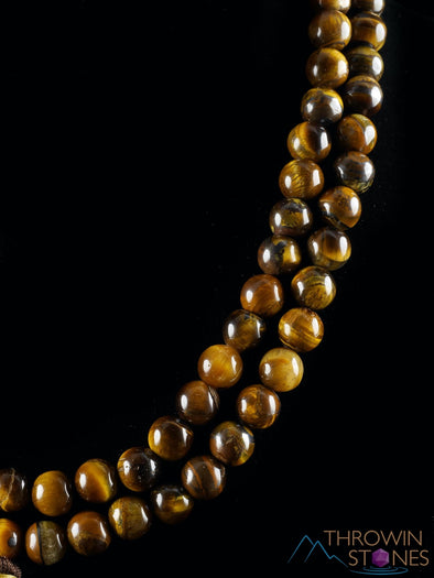 TIGERS EYE Crystal Mala Necklace - Beaded Meditation Jewelry, Metaphysical Healing Stones, E0121-Throwin Stones