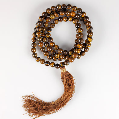 TIGERS EYE Crystal Mala Necklace - Beaded Meditation Jewelry, Metaphysical Healing Stones, E0121-Throwin Stones