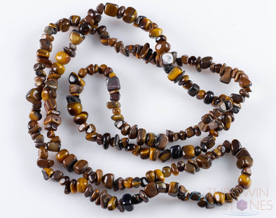 TIGERS EYE Crystal Necklace - Chip Beads - Long Crystal Necklace, Beaded Necklace, Handmade Jewelry, E0779-Throwin Stones