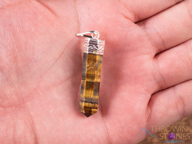 TIGERS EYE Crystal Pendant - Crystal Points, Pendulum, Handmade Jewelry, Healing Crystals and Stones, E1927-Throwin Stones