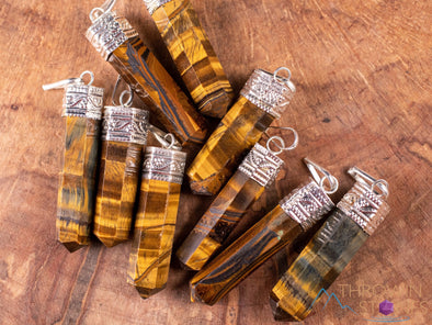 TIGERS EYE Crystal Pendant - Crystal Points, Pendulum, Handmade Jewelry, Healing Crystals and Stones, E1927-Throwin Stones