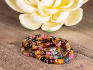 TOURMALINE Crystal Bracelet - Rondelle Beads - Beaded Bracelet, Birthstone Bracelet, Handmade Jewelry, E1706-Throwin Stones