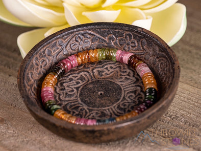 TOURMALINE Crystal Bracelet - Rondelle Beads - Beaded Bracelet, Birthstone Bracelet, Handmade Jewelry, E1706-Throwin Stones