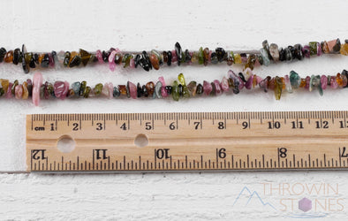 TOURMALINE Crystal Necklace - Chip Beads - Long Crystal Necklace, Birthstone Necklace, Handmade Jewelry, E0825-Throwin Stones