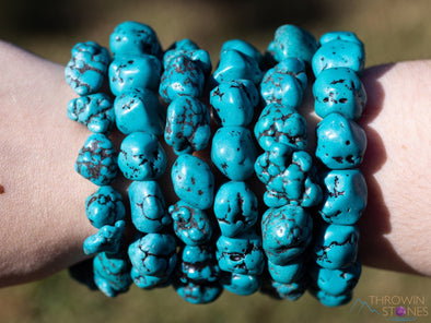 TURQUOISE Crystal Bracelet - Nugget Chip Beads - Beaded Bracelet, Handmade Jewelry, Healing Crystal Bracelet, E2184-Throwin Stones