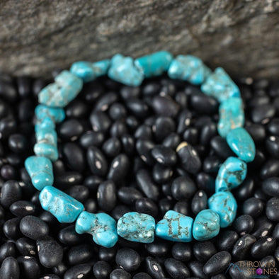 TURQUOISE Crystal Bracelet - Nugget Chip Beads - Beaded Bracelet, Handmade Jewelry, Healing Crystal Bracelet, E2185-Throwin Stones