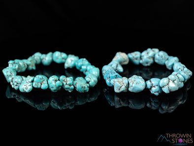 TURQUOISE Crystal Bracelet - Nugget Chip Beads - Beaded Bracelet, Handmade Jewelry, Healing Crystal Bracelet, E2187-Throwin Stones