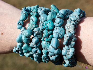 TURQUOISE Crystal Bracelet - Nugget Chip Beads - Beaded Bracelet, Handmade Jewelry, Healing Crystal Bracelet, E2187-Throwin Stones