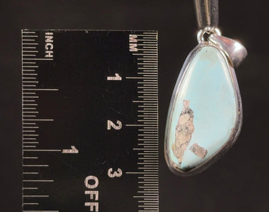 TURQUOISE Pendant - Sterling Silver - Authentic Turquoise Crystal Cabochon Pendant from Bisbee, Arizona, 54076-Throwin Stones