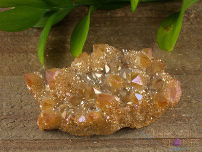 Tangerine AURA QUARTZ Crystal Cluster - Rainbow Quartz Crystal, Spirit Quartz Cluster, Crystal Decor, R0505-Throwin Stones