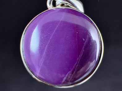 Translucent Gel SUGILITE Crystal Pendant - Sterling Silver, Round Cabochon - Fine Jewelry, Healing Crystals and Stones, 54548-Throwin Stones