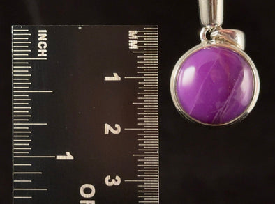 Translucent Gel SUGILITE Crystal Pendant - Sterling Silver, Round Cabochon - Fine Jewelry, Healing Crystals and Stones, 54548-Throwin Stones