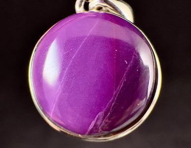 Translucent Gel SUGILITE Crystal Pendant - Sterling Silver, Round Cabochon - Fine Jewelry, Healing Crystals and Stones, 54548-Throwin Stones