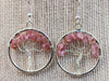 Tree of Life Earrings, Pink TOURMALINE Crystal Statement Earrings - Dangle Earrings, Handmade Jewelry, E2093-Throwin Stones