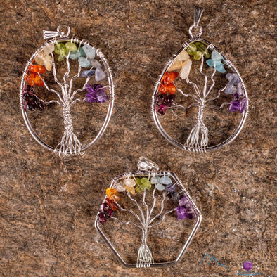 7 Chakra Natural Stone Tree of Life Necklace | DriftPhase.com