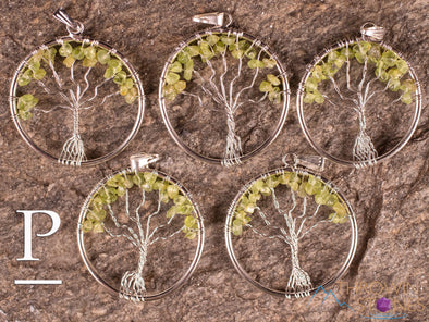 Tree of Life Pendant, Crystal Pendant - GARNET, PERIDOT, Black TOURMALINE - Handmade Jewelry, Wire Wrapped Jewelry, E2001-Throwin Stones