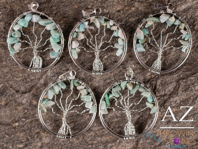 Tree of Life Pendant, Crystal Pendant - IOLITE, AMAZONITE, LABRADORITE - Handmade Jewelry, Wire Wrapped Jewelry, E2003-Throwin Stones
