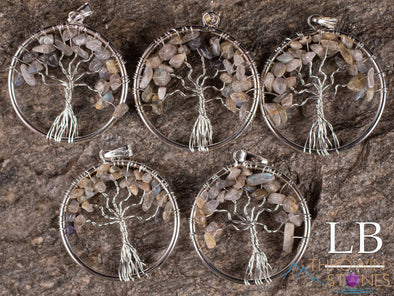 Tree of Life Pendant, Crystal Pendant - IOLITE, AMAZONITE, LABRADORITE - Handmade Jewelry, Wire Wrapped Jewelry, E2003-Throwin Stones