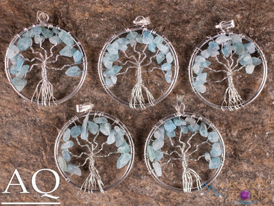 Tree of Life Pendant, Crystal Pendant - LAPIS Lazuli, TIGERS Eye, AQUAMARINE - Handmade Jewelry, Wire Wrapped Jewelry, E2004-Throwin Stones