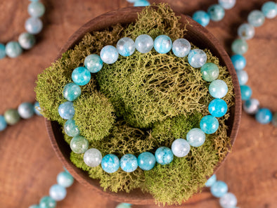 Turquoise HEMIMORPHITE Crystal Bracelet - Round Beads - Beaded Bracelet, Handmade Jewelry, Healing Crystal Bracelet, E2056-Throwin Stones